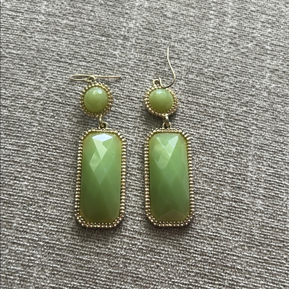 Elegant Green and Gold Drop Earrings